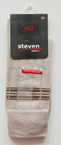 Steven 056/1 Бежеві чоловічі шкарпетки з класичним малюнком