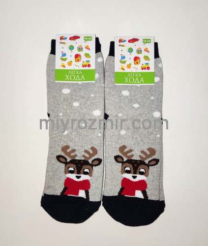 Легка Хода 9251 Дитячі махрові новорічні шкарпетки з оленями Легка Хода 9251 Дитячі махрові новорічні шкарпетки з оленями
