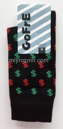 Gofre 105 Чорні чоловічі шкарпетки з малюнком Долари фото 2