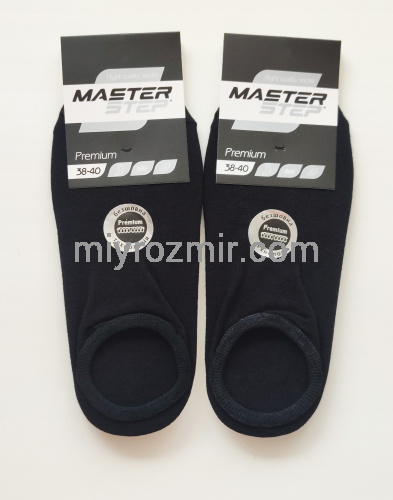 Master Step Premium 731 Чорні однотонні безшовні бавовняні короткі шкарпетки сліди фото 6