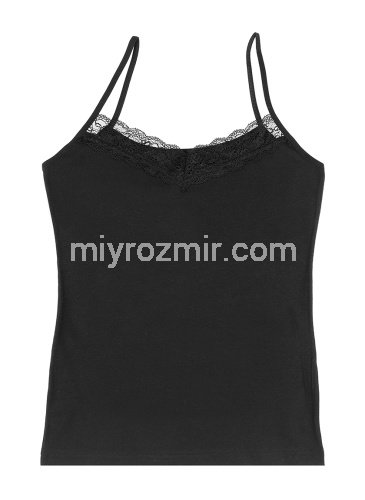 Donella 237142Q чорна однотонна жіноча майка без малюнку з тонкими бретелями фото 2 Donella 237142Q чорна однотонна жіноча майка без малюнку з тонкими бретелями фото 2