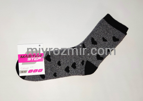 Master Step 2532 Темні махрові жіночі шкарпетки з сердечками фото 2