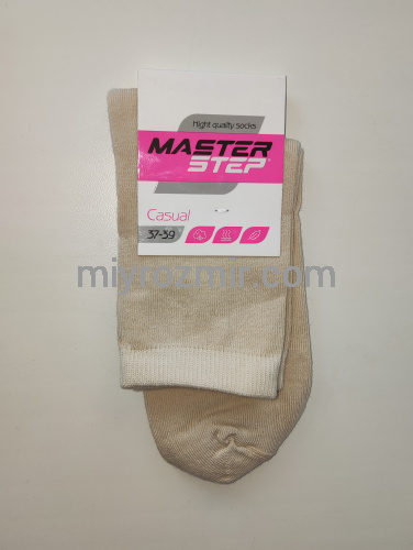 Master Step 212 Бежеві жіночі однотонні бавовняні класичні шкарпетки без малюнку фото 4