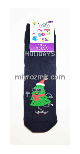 Легка Хода 9270 Прикольні новорічні махрові дитячі шкарпетки з ялинкою на скейті Легка Хода 9270 Прикольні новорічні махрові дитячі шкарпетки з ялинкою на скейті