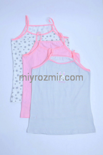 DOMIkids 68500-03 Набір 3шт різнокольорових майок на тоненьких бретелях на дівчинку Зайчик фото 2