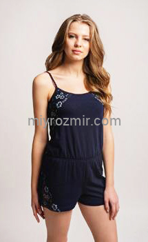 Ellen LTP 255/001 темно-синій жіночий комбінезон з гіпюром без малюнку Ellen LTP 255/001 темно-синій жіночий комбінезон з гіпюром без малюнку